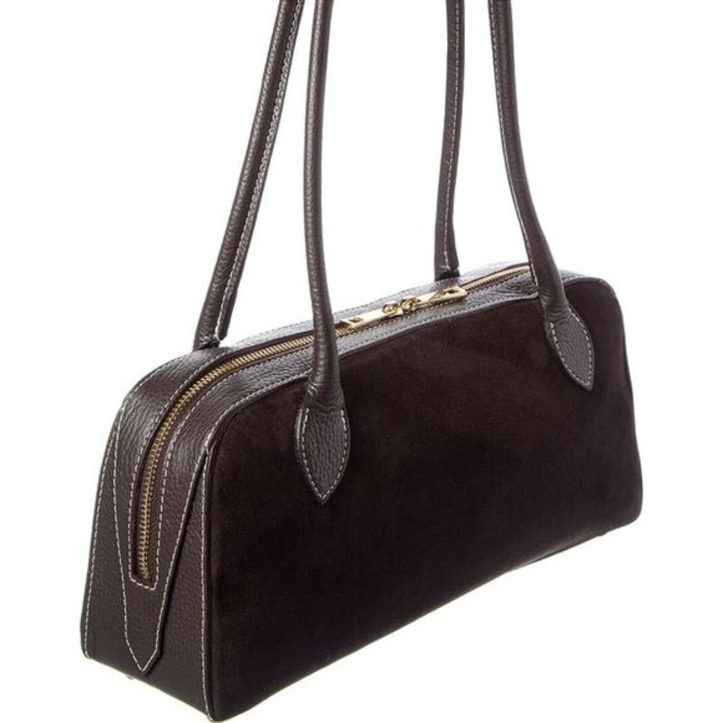 New Persaman New York Hazel Suede Shoulder Bag Brown New